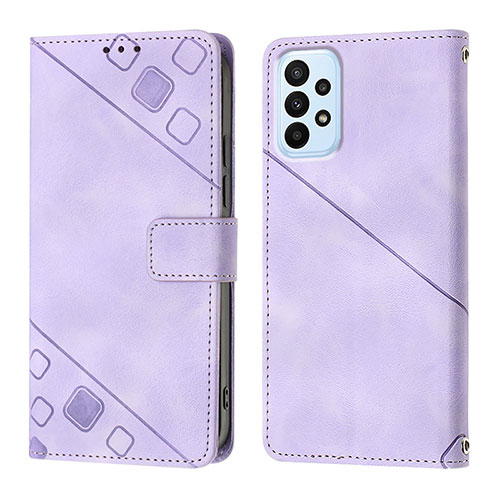 Leather Case Stands Flip Cover Holder YB1 for Samsung Galaxy A52s 5G Purple