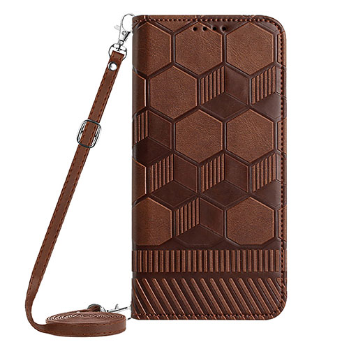 Leather Case Stands Flip Cover Holder YB1 for Samsung Galaxy A54 5G Brown