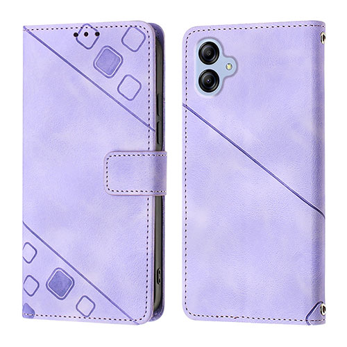 Leather Case Stands Flip Cover Holder YB1 for Samsung Galaxy F04 Purple