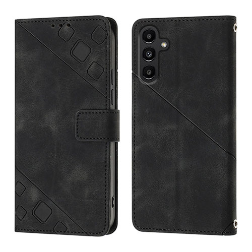 Leather Case Stands Flip Cover Holder YB1 for Samsung Galaxy Jump3 5G Black