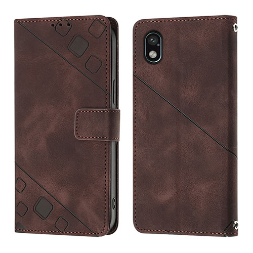 Leather Case Stands Flip Cover Holder YB1 for Sony Xperia Ace III Brown