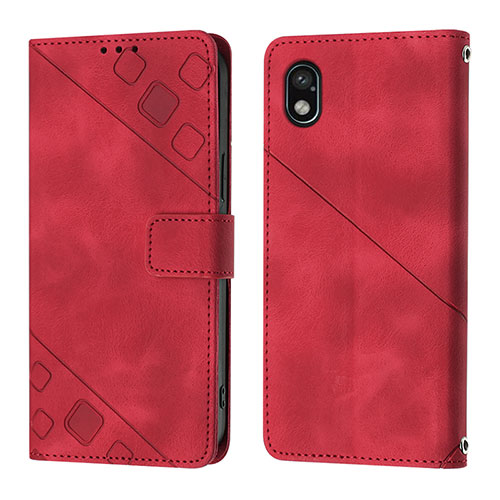 Leather Case Stands Flip Cover Holder YB1 for Sony Xperia Ace III Red
