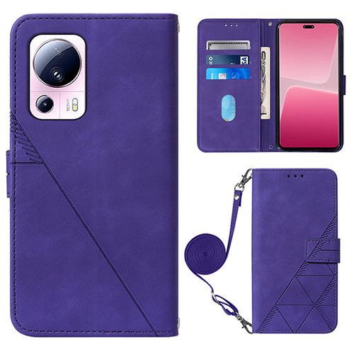 Leather Case Stands Flip Cover Holder YB1 for Xiaomi Civi 2 5G Purple