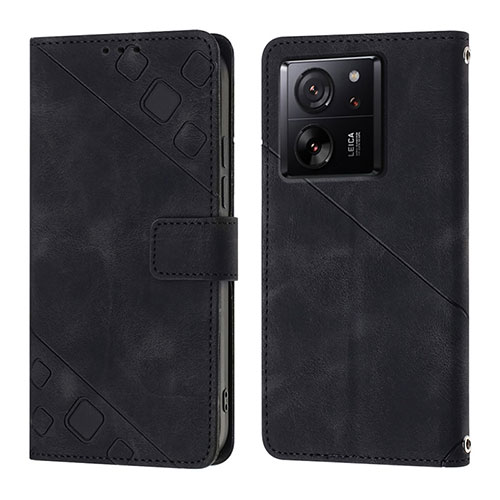 Leather Case Stands Flip Cover Holder YB1 for Xiaomi Mi 13T 5G Black