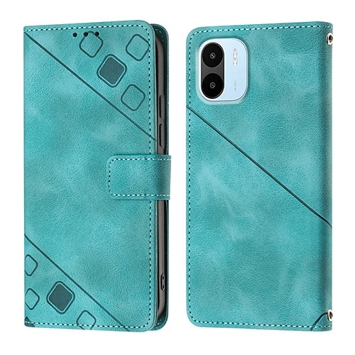 Leather Case Stands Flip Cover Holder YB1 for Xiaomi Poco C50 Green