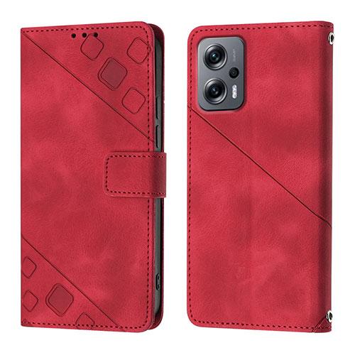 Leather Case Stands Flip Cover Holder YB1 for Xiaomi Poco X4 GT 5G Red