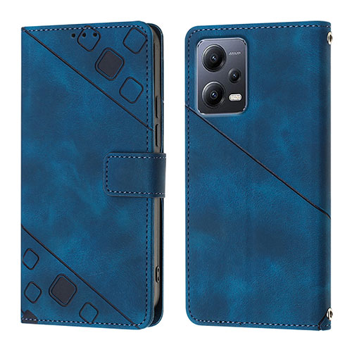 Leather Case Stands Flip Cover Holder YB1 for Xiaomi Poco X5 5G Blue