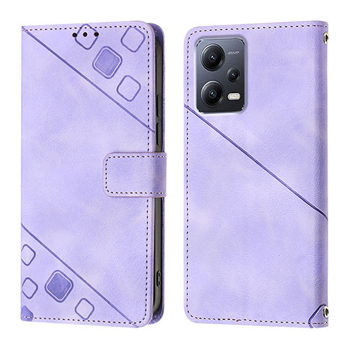 Leather Case Stands Flip Cover Holder YB1 for Xiaomi Poco X5 5G Purple