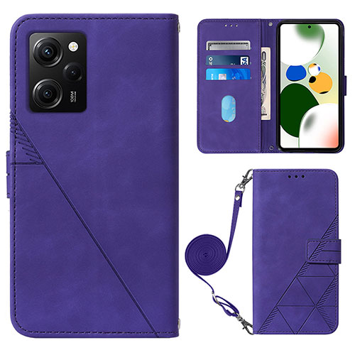 Leather Case Stands Flip Cover Holder YB1 for Xiaomi Poco X5 Pro 5G Purple