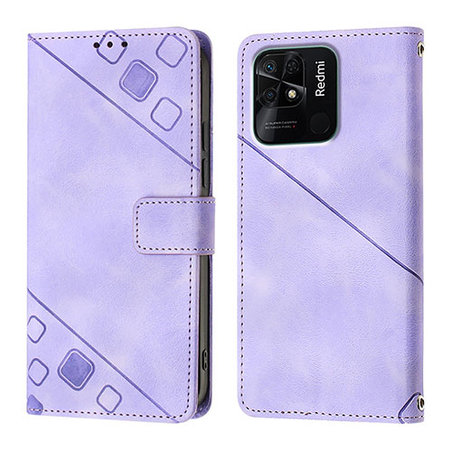 Leather Case Stands Flip Cover Holder YB1 for Xiaomi Redmi 10 India Purple