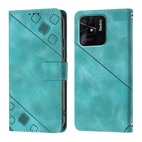 Leather Case Stands Flip Cover Holder YB1 for Xiaomi Redmi 10 Power Green