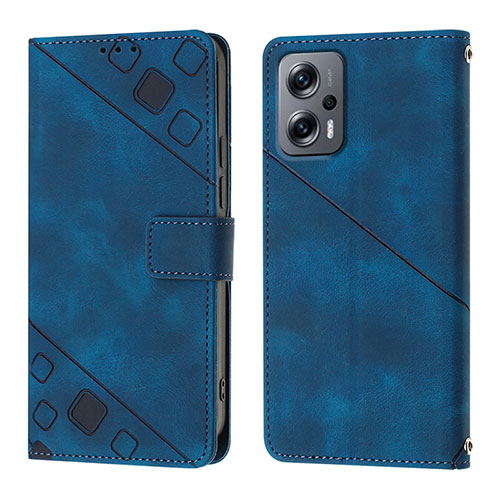 Leather Case Stands Flip Cover Holder YB1 for Xiaomi Redmi K50i 5G Blue