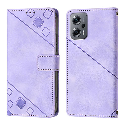 Leather Case Stands Flip Cover Holder YB1 for Xiaomi Redmi K50i 5G Purple