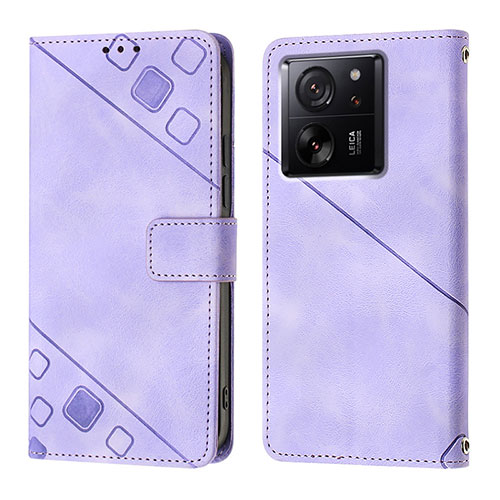 Leather Case Stands Flip Cover Holder YB1 for Xiaomi Redmi K60 Ultra 5G Purple