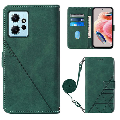 Leather Case Stands Flip Cover Holder YB1 for Xiaomi Redmi Note 12 4G Green