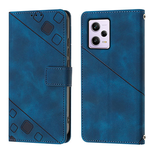 Leather Case Stands Flip Cover Holder YB1 for Xiaomi Redmi Note 12 Pro 5G Blue