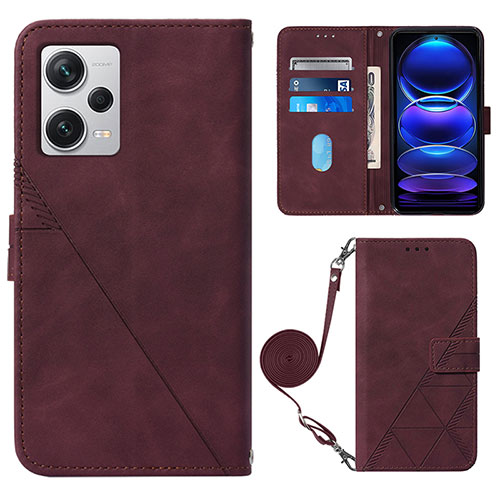 Leather Case Stands Flip Cover Holder YB1 for Xiaomi Redmi Note 12 Pro+ Plus 5G Red