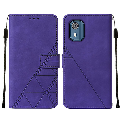 Leather Case Stands Flip Cover Holder YB2 for Nokia C02 Purple