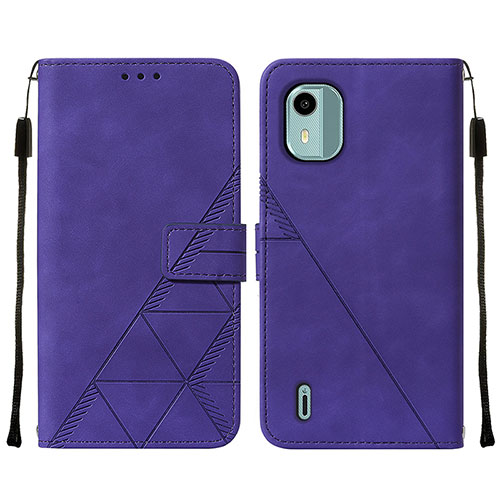 Leather Case Stands Flip Cover Holder YB2 for Nokia C12 Plus Purple