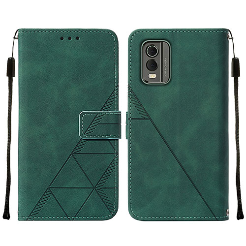 Leather Case Stands Flip Cover Holder YB2 for Nokia C210 Green