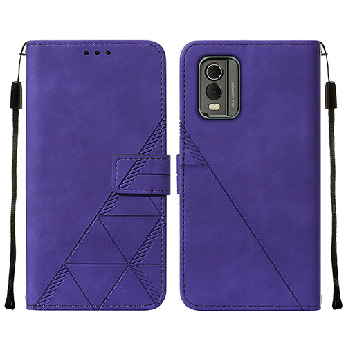 Leather Case Stands Flip Cover Holder YB2 for Nokia C210 Purple