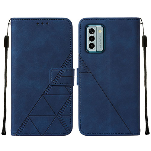 Leather Case Stands Flip Cover Holder YB2 for Nokia G22 Blue