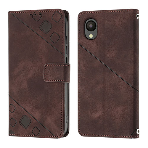 Leather Case Stands Flip Cover Holder YB2 for Samsung Galaxy A23 5G SC-56C Brown