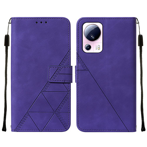 Leather Case Stands Flip Cover Holder YB2 for Xiaomi Mi 12 Lite NE 5G Purple