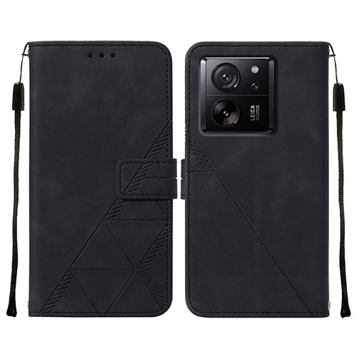 Leather Case Stands Flip Cover Holder YB2 for Xiaomi Mi 13T 5G Black