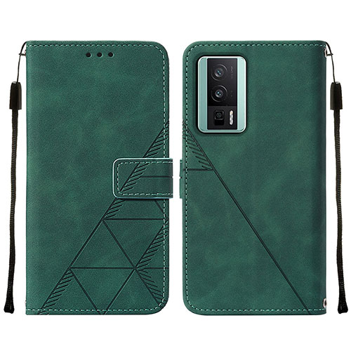 Leather Case Stands Flip Cover Holder YB2 for Xiaomi Poco F5 Pro 5G Green