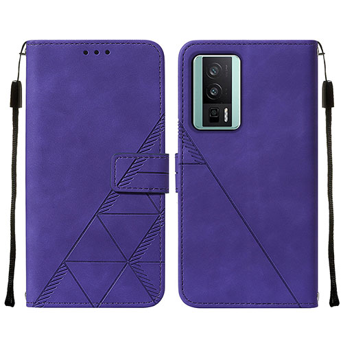 Leather Case Stands Flip Cover Holder YB2 for Xiaomi Poco F5 Pro 5G Purple