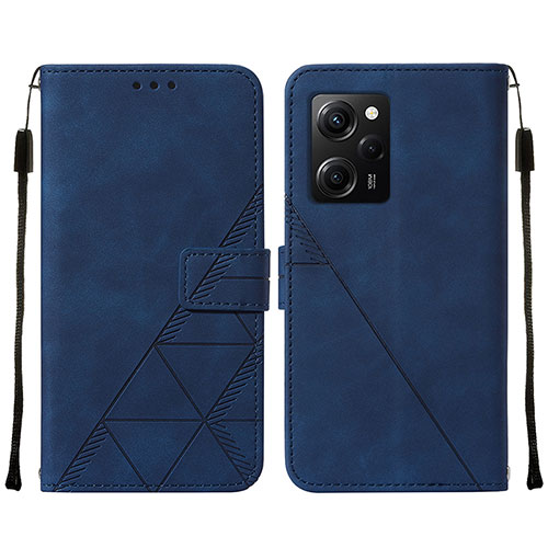 Leather Case Stands Flip Cover Holder YB2 for Xiaomi Poco X5 Pro 5G Blue