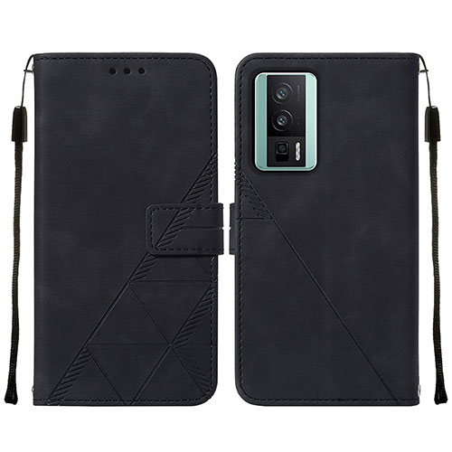 Leather Case Stands Flip Cover Holder YB2 for Xiaomi Redmi K60 5G Black