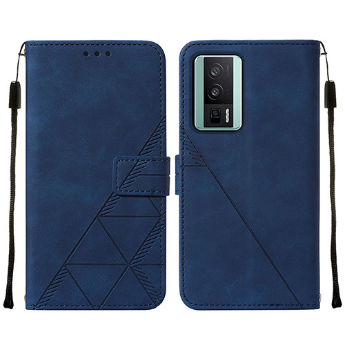 Leather Case Stands Flip Cover Holder YB2 for Xiaomi Redmi K60 5G Blue