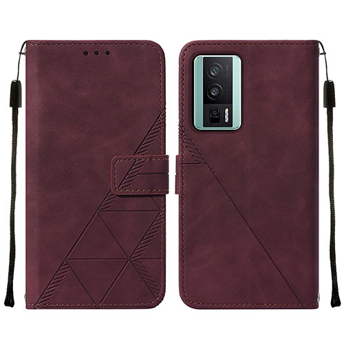 Leather Case Stands Flip Cover Holder YB2 for Xiaomi Redmi K60 5G Red