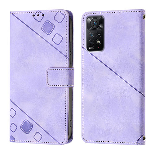 Leather Case Stands Flip Cover Holder YB2 for Xiaomi Redmi Note 11 Pro 4G Purple