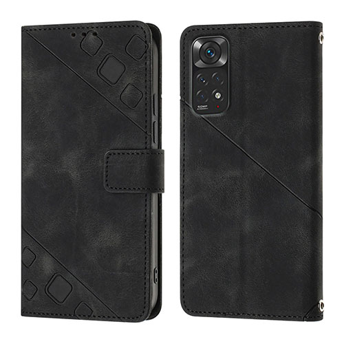 Leather Case Stands Flip Cover Holder YB2 for Xiaomi Redmi Note 11S 4G Black