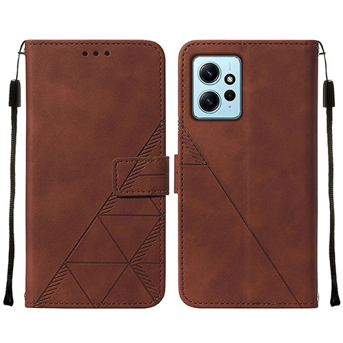 Leather Case Stands Flip Cover Holder YB2 for Xiaomi Redmi Note 12 4G Brown