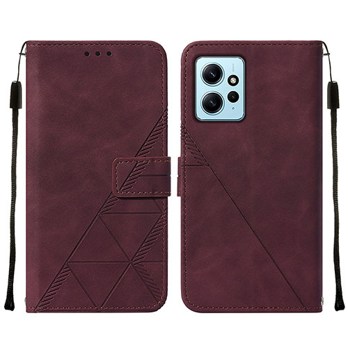 Leather Case Stands Flip Cover Holder YB2 for Xiaomi Redmi Note 12 4G Red