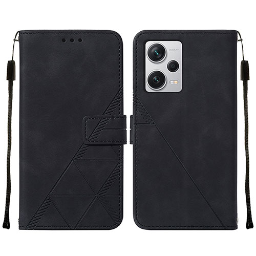 Leather Case Stands Flip Cover Holder YB2 for Xiaomi Redmi Note 12 Pro+ Plus 5G Black