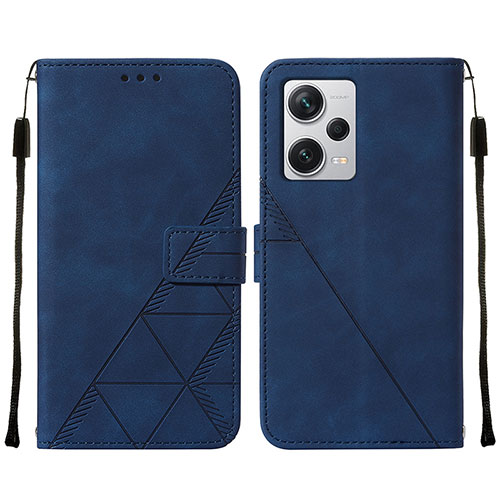 Leather Case Stands Flip Cover Holder YB2 for Xiaomi Redmi Note 12 Pro+ Plus 5G Blue