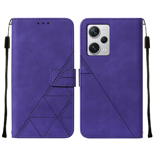 Leather Case Stands Flip Cover Holder YB2 for Xiaomi Redmi Note 12 Pro+ Plus 5G Purple