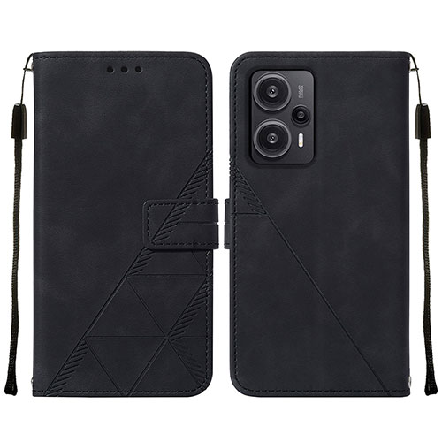 Leather Case Stands Flip Cover Holder YB2 for Xiaomi Redmi Note 12 Turbo 5G Black