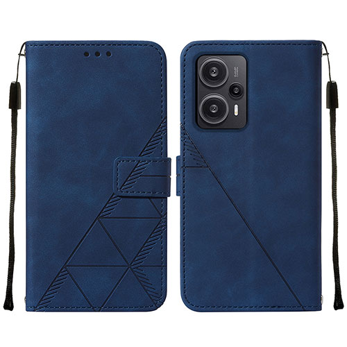 Leather Case Stands Flip Cover Holder YB2 for Xiaomi Redmi Note 12 Turbo 5G Blue