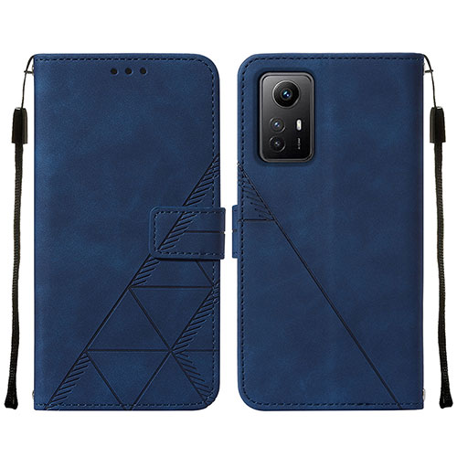 Leather Case Stands Flip Cover Holder YB2 for Xiaomi Redmi Note 12S Blue