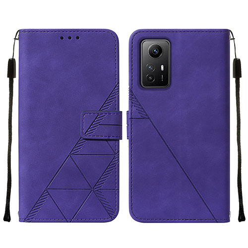 Leather Case Stands Flip Cover Holder YB2 for Xiaomi Redmi Note 12S Purple