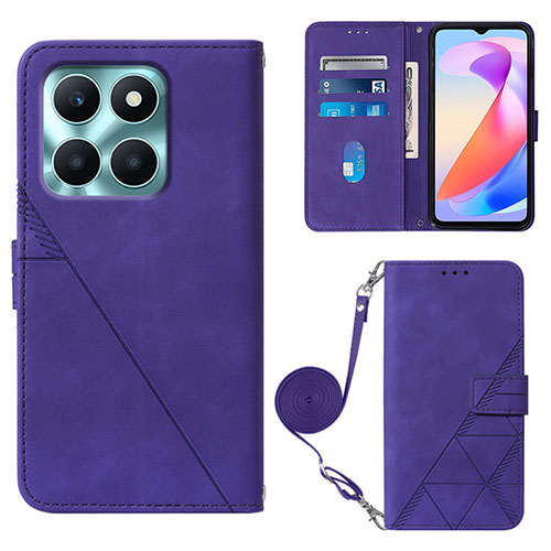 Leather Case Stands Flip Cover Holder YB3 for Huawei Honor X6a Purple