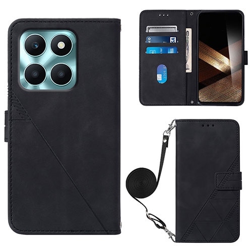 Leather Case Stands Flip Cover Holder YB3 for Huawei Honor X8b Black