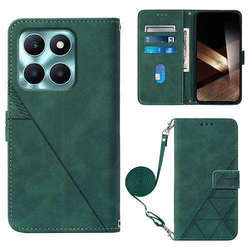 Leather Case Stands Flip Cover Holder YB3 for Huawei Honor X8b Green