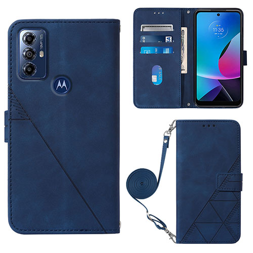 Leather Case Stands Flip Cover Holder YB3 for Motorola Moto G Play Gen 2 Blue